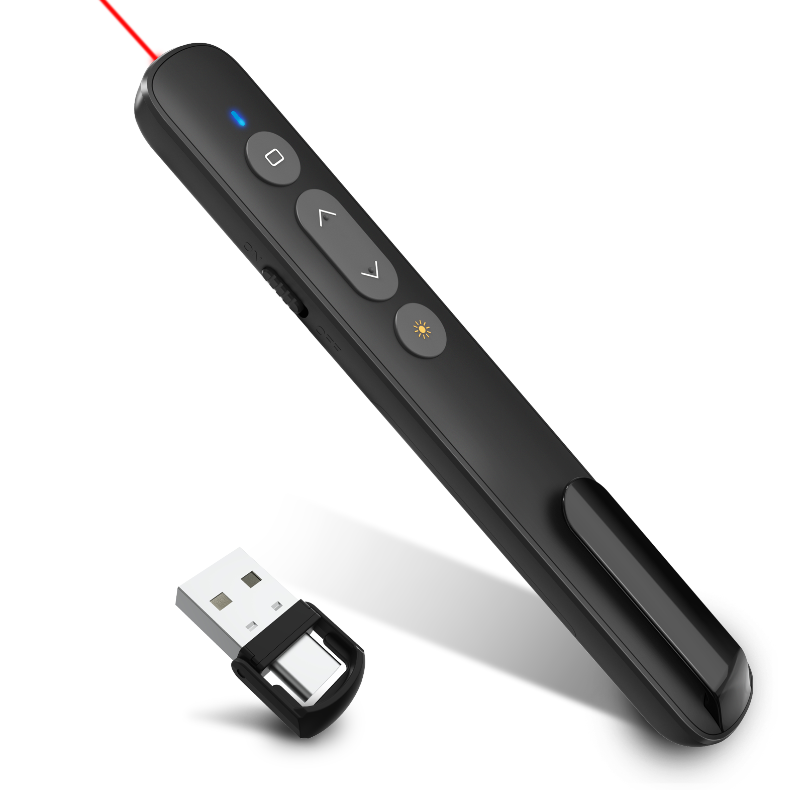 Мощный беспроводной кликер для презентации USB/USB-C 2 в 1 с лазерной указкой для презентации кликер для Powerpoint