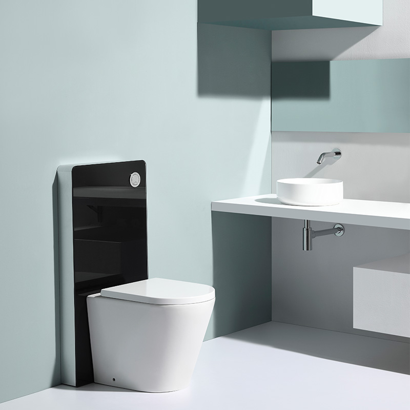 Back to Wall Toilet Flush Water Concealed Cistern CE dual Push Glass Upper Cistern Flush Water tank