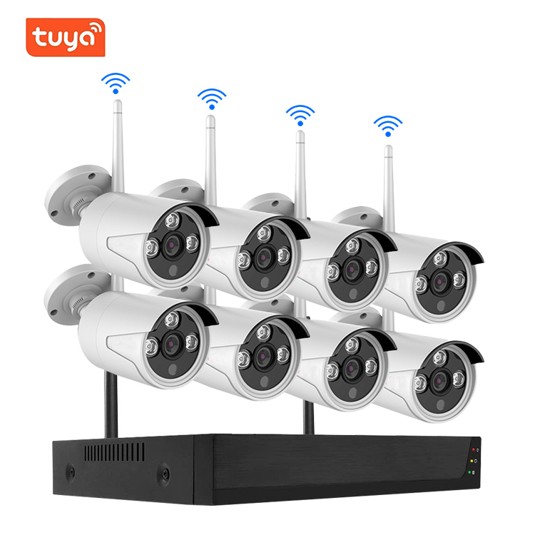 Комплект беспроводных камер Tuya H.265 NVR, 8 каналов, 4 канала, комплект сетевого видеорегистратора HD 1080P с ИИ-датчиком присутствия, наружная и внутренняя Водонепроницаемая Камера Безопасности IP66