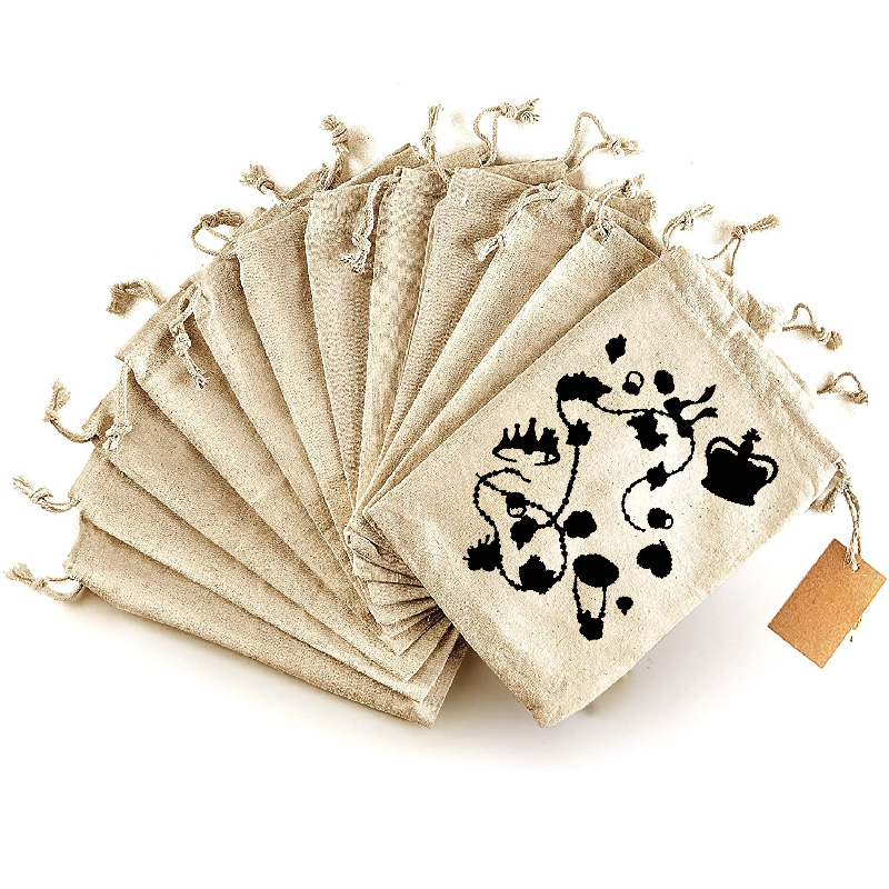 promotional H shape customized cotton muslin drawstring pouch custom logo drawstring bag with printing logo