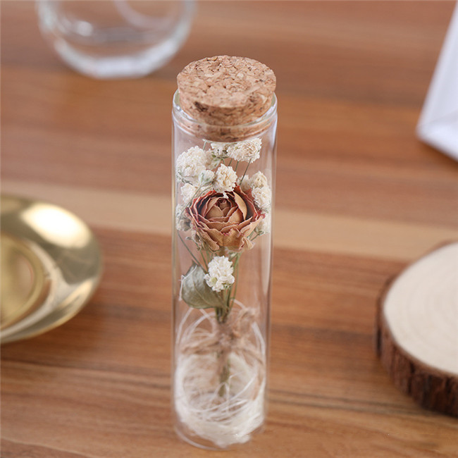 QSLH-C1384 High Quality Dried Flower Preserved Flower Glass Wishing Bottle