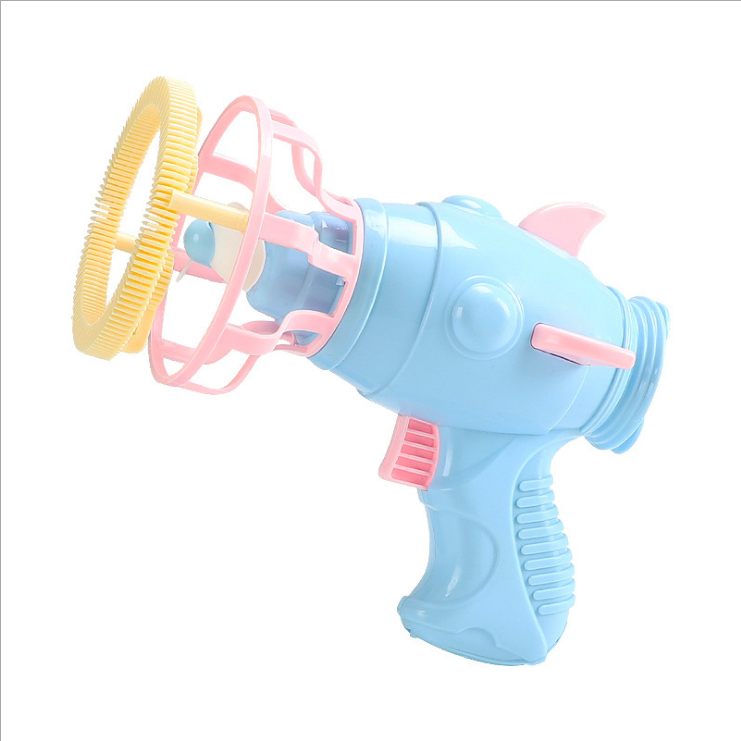 Funny Magic Bubble Blower Machine Electric Automatic Bubble Maker Gun with Mini Fan Kids Outdoor Toys