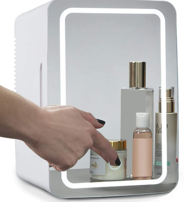 50% Off 8L Luxury Travel Portable 110V Skin Care Cosmetics LED Mirror Fridges Mini Green Refrigerator For Beauty Products