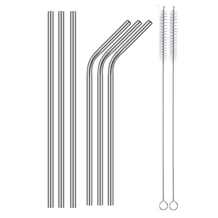 Amazon Eco friendly metal drinking straws food grade custom stainless steel straw with brush
