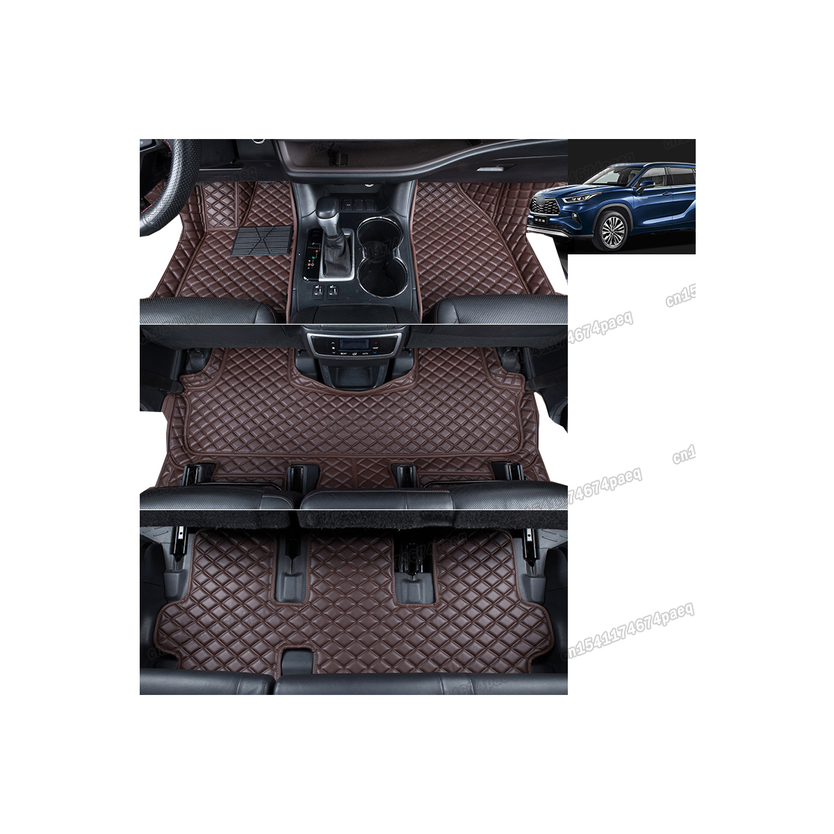 Кожаный напольный коврик для салона автомобиля toyota highlander xu70 2020 2021 2022 2023 kluger, аксессуары, коврики, коврик, автостайлинг
