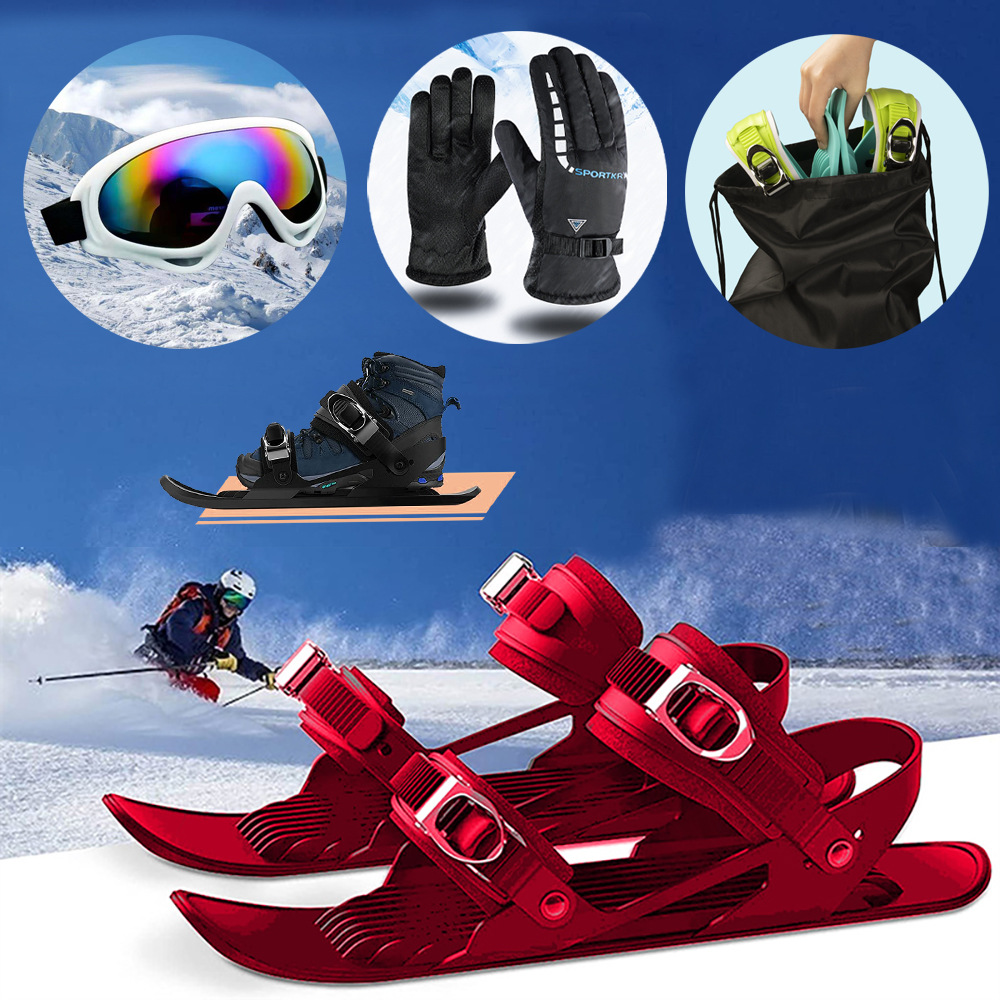 Mini Ski Skates Ski Boots shoes skiing Winter sports camping anti-slip snowshoes