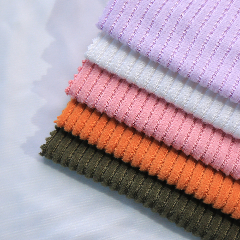 Accept custom 210gsm women sanded double side rib knit spandex fabric for dress