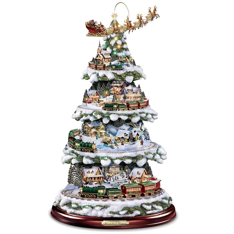 Christmas Tree Rotating Sculpture Train Decorations Paste Window Paste Stickers Christmas Decorations Winter Home Decoration.