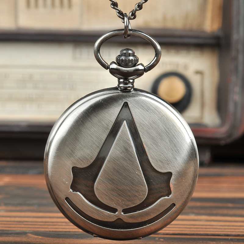 Assassins Creed Bronze Retro Quartz Pocket Watch with Chain