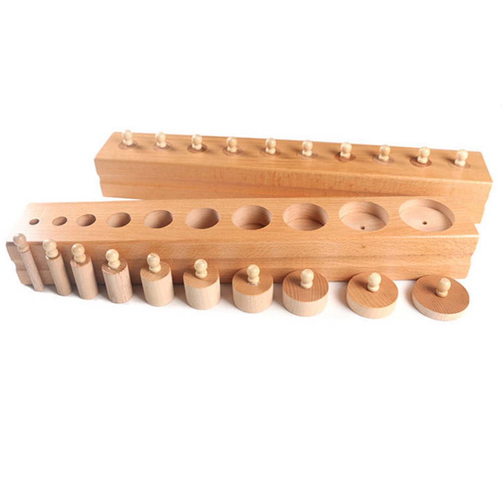 Knobbed Cylinder Montessori, Montessori Cylinders with Knobs Socket Montessori Materials Educational Toys (Set of Four)