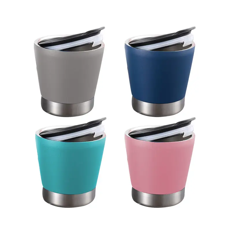 Factory Wholesale Custom Logo double Walled Vacuum Water Coffee Cups Stainless Steel Tumbler with Lid and Straw