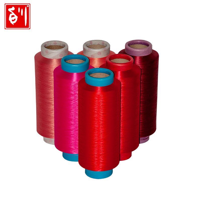 Baichuan Factory dope dyed elastic sustainable polyester yarn recycled