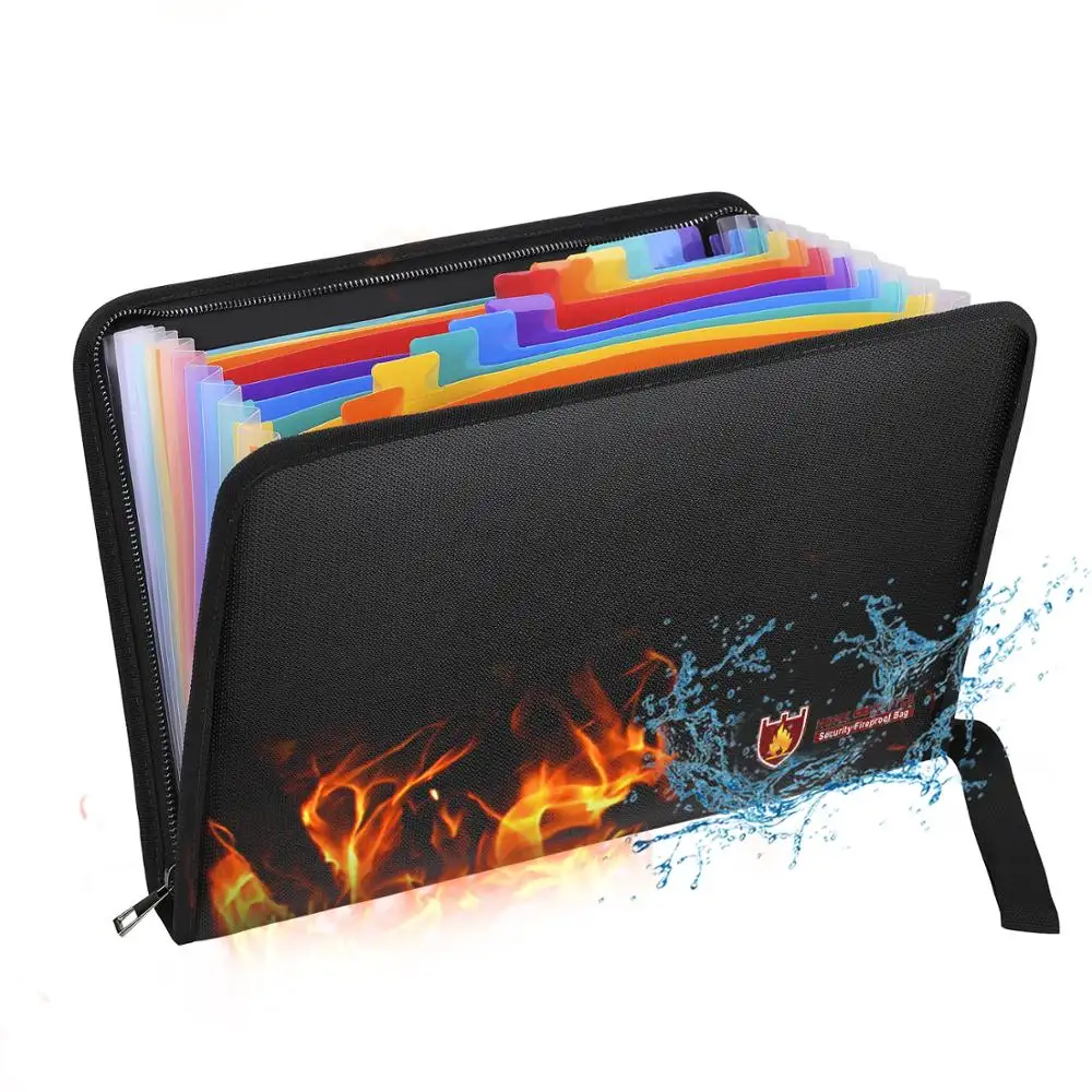 Office School Use Portable A4 Letter Size File Fireproof Waterproof Filing Folder Organizer Expanding File Folder