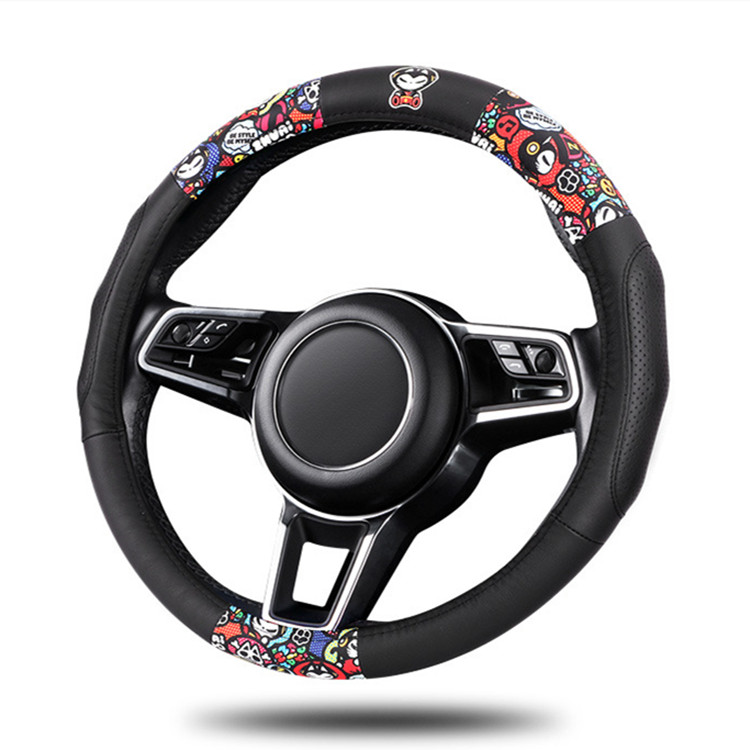 New China-Chic Genuine leather Steering wheel cover non-slip sweat-absorbent handlebar cover Steering wheel protector