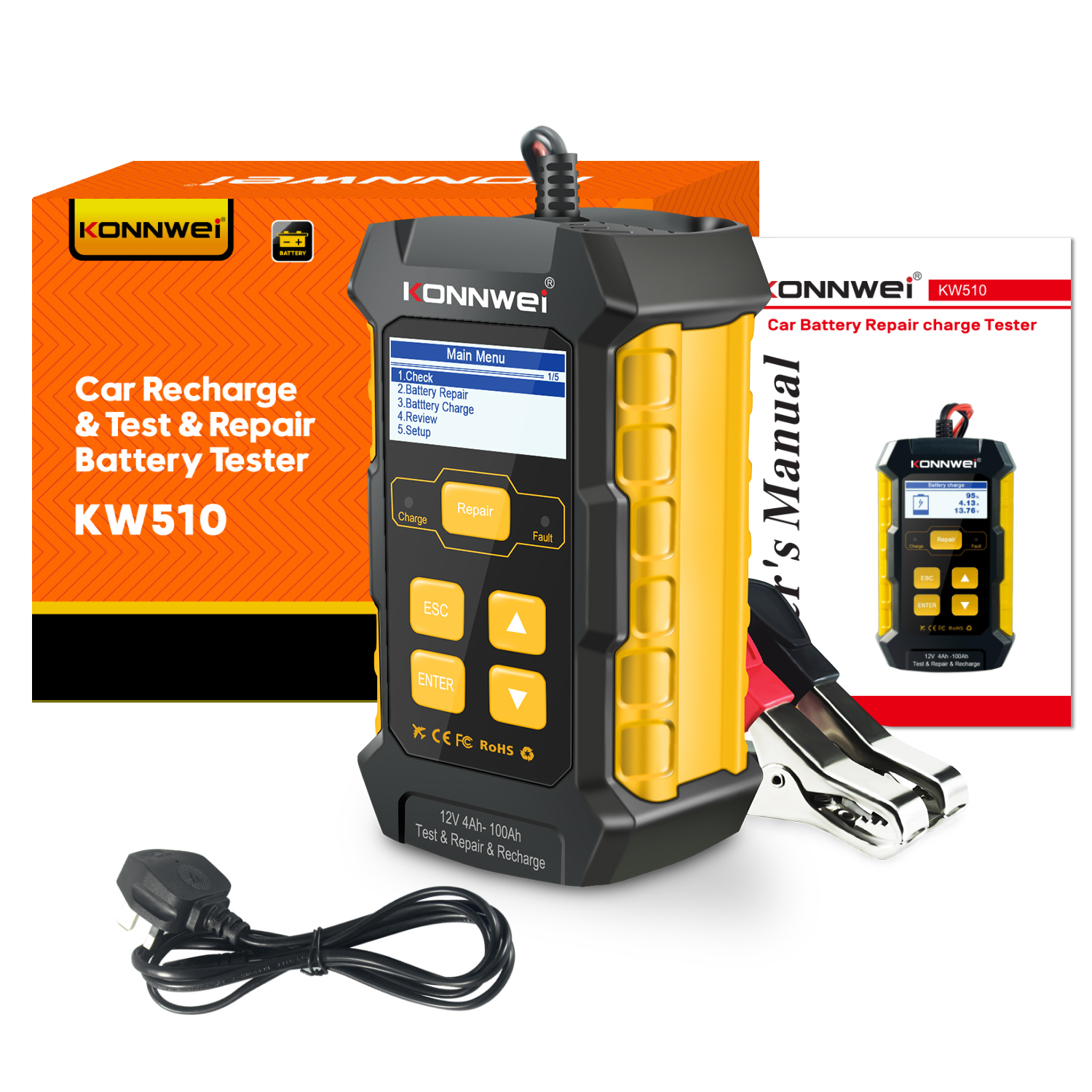 Недавно Konnwei KW510 автомобильное зарядное устройство тестер Ремонт 3in1 автомобильное зарядное устройство автоматическая