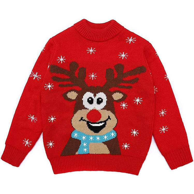 New Christmas Elk Children's Sweater Processing Custom Boys And Girls Jacquard Reindeer