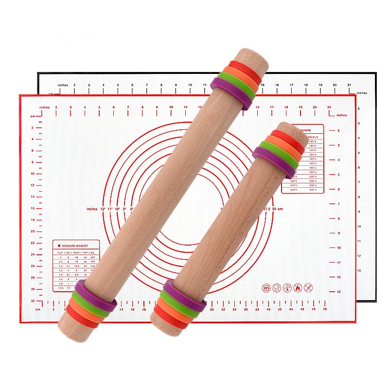 Wholesale Bold Beech High Quality Wooden Adjustable Pole Wood Strip Baking Tool Non Stick Noodle Asjustable Rolling Pin