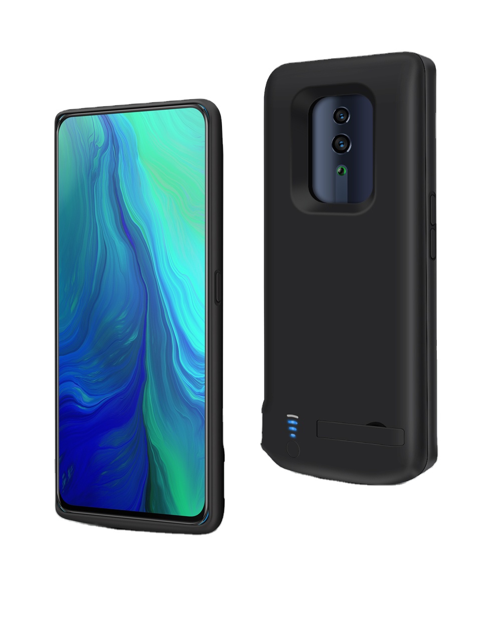 Для Oppo Reno 6000 мАч перезаряжаемый резервный противоударный защитный чехол черный usb зарядное устройство для телефона