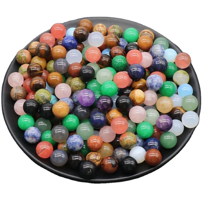 Wholesale No Hole Natural Stone Beads 12mm Round Color Mixed Diy Smooth Beads For Jewelry Making