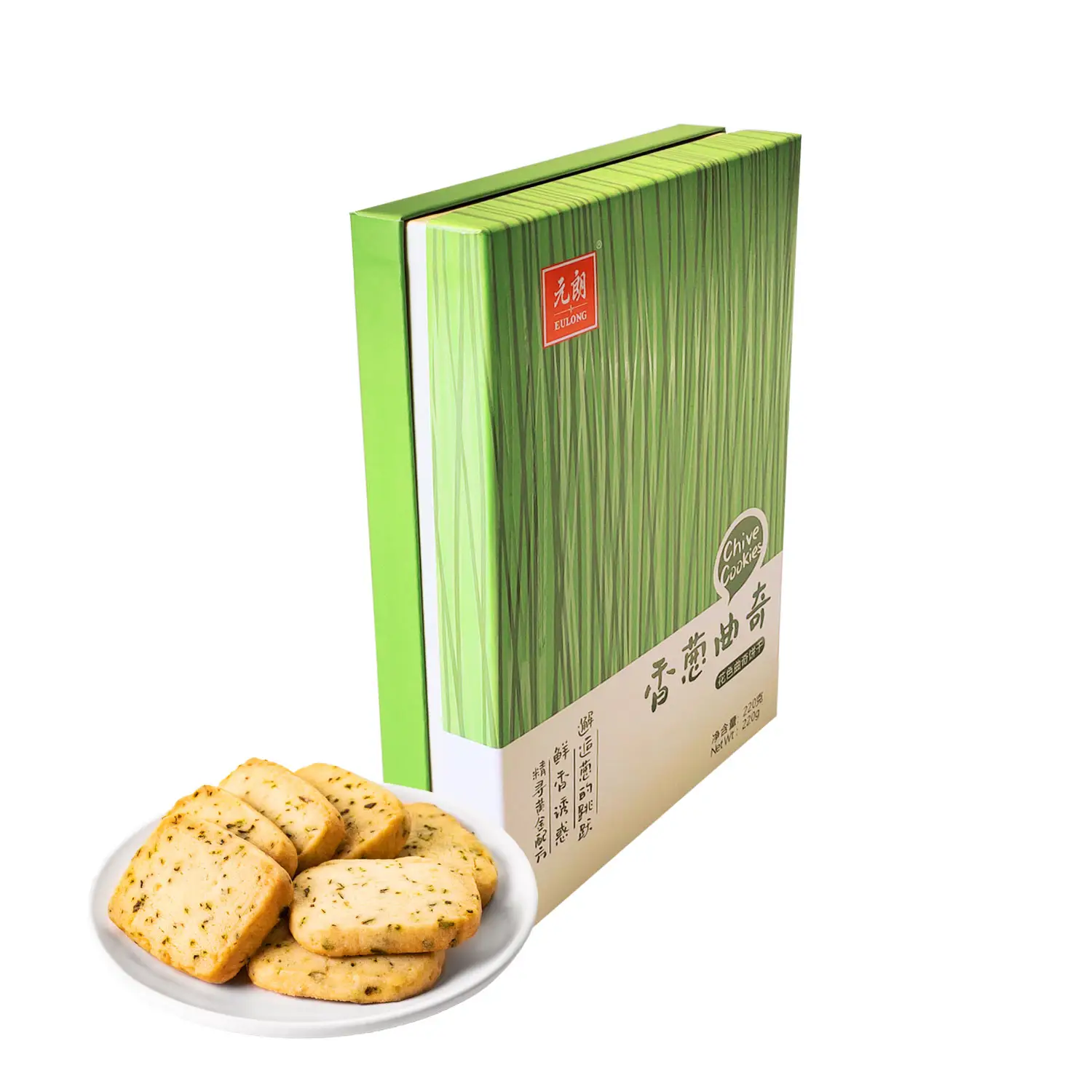 High Quality 220g Vegetable Cookie Health Soft Biscuit With Chive Flavor Digestive Cookies