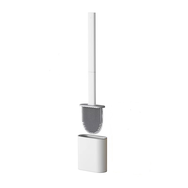TPR Silicone Flat Cleaning Head Toilet Brush Durable PP Caddy Eco-Friendly Soft Bristles Eco-Best Bathroom Toilet Cleaning Tool
