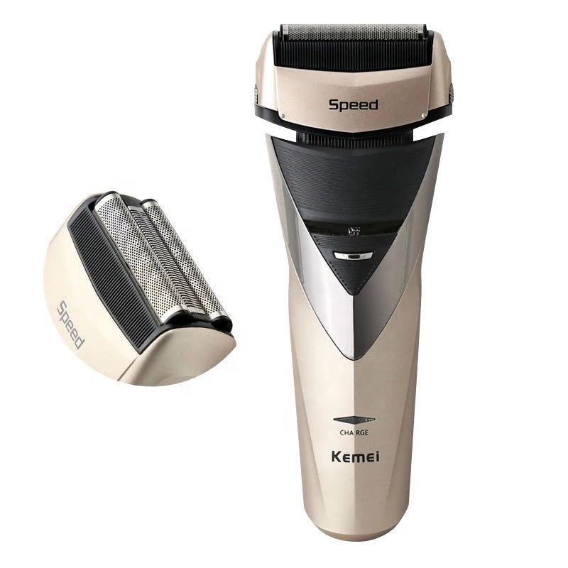 Kemei KM-8102 Аккумуляторная Беспроводная Бритва для мужчин с двойным лезвием возвратно-поступательная моющаяся Бритва для бороды