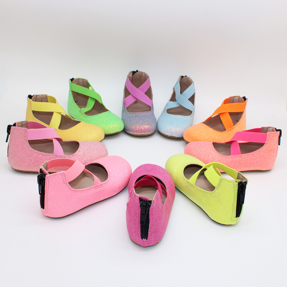 fashion rubber sole glitter leather ballet kids 2021 flat shoes