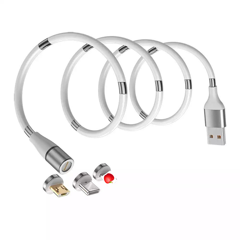 Amazon лучший продавец дешевый спиральный 360 вращающийся магнитный 3 в 1 Usb кабель для зарядного устройства