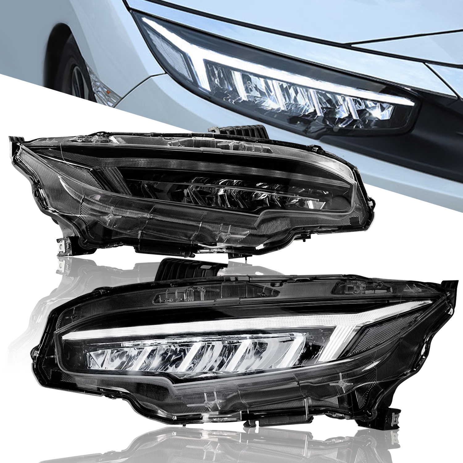 Автомобильные фары для Civic Седан и хэтчбек 2016 2017 2018 2019 2020 Led PLUG & PLAY DRL Передняя лампа для civic фары в сборе