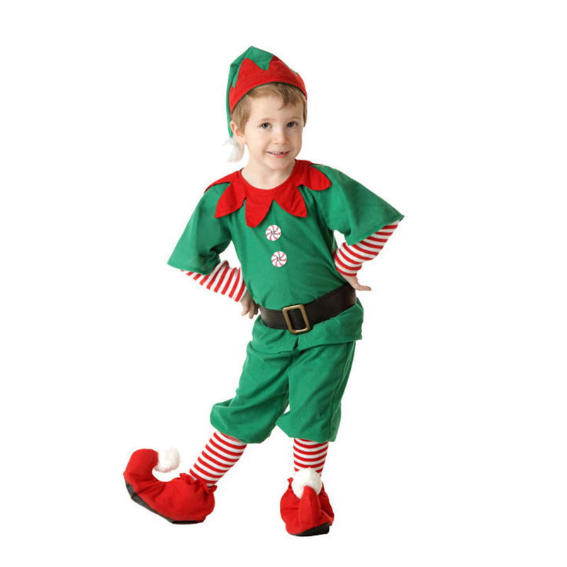 New children's Halloween costumes Christmas elf show costumes adult male and female Christmas costumes