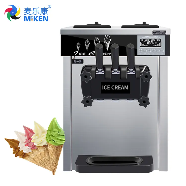 MK-618CTB commercial table top three flavors with air pump stainless steel soft serve  ice cream machine for sale