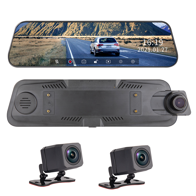 2021 Новый 9,66 дюймов 1080p трек перемещения gps-навигатора спереди и сзади электронный зеркало заднего вида видеорегистратор чёрный ящик для автомобиля
