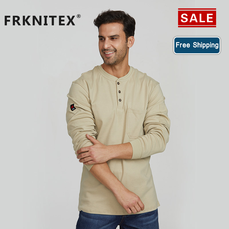 FRKNITEX, бесплатная доставка, одежда с закругленными краями, огнестойкая вязаная рубашка-поло Henley