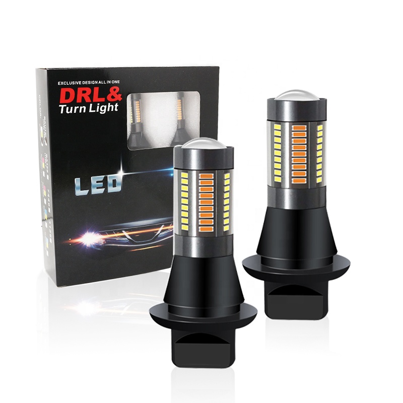 Automobile LED turn signal BA15S BAY15S 1156 4014 66SMD White/Amber DRL daytime running light
