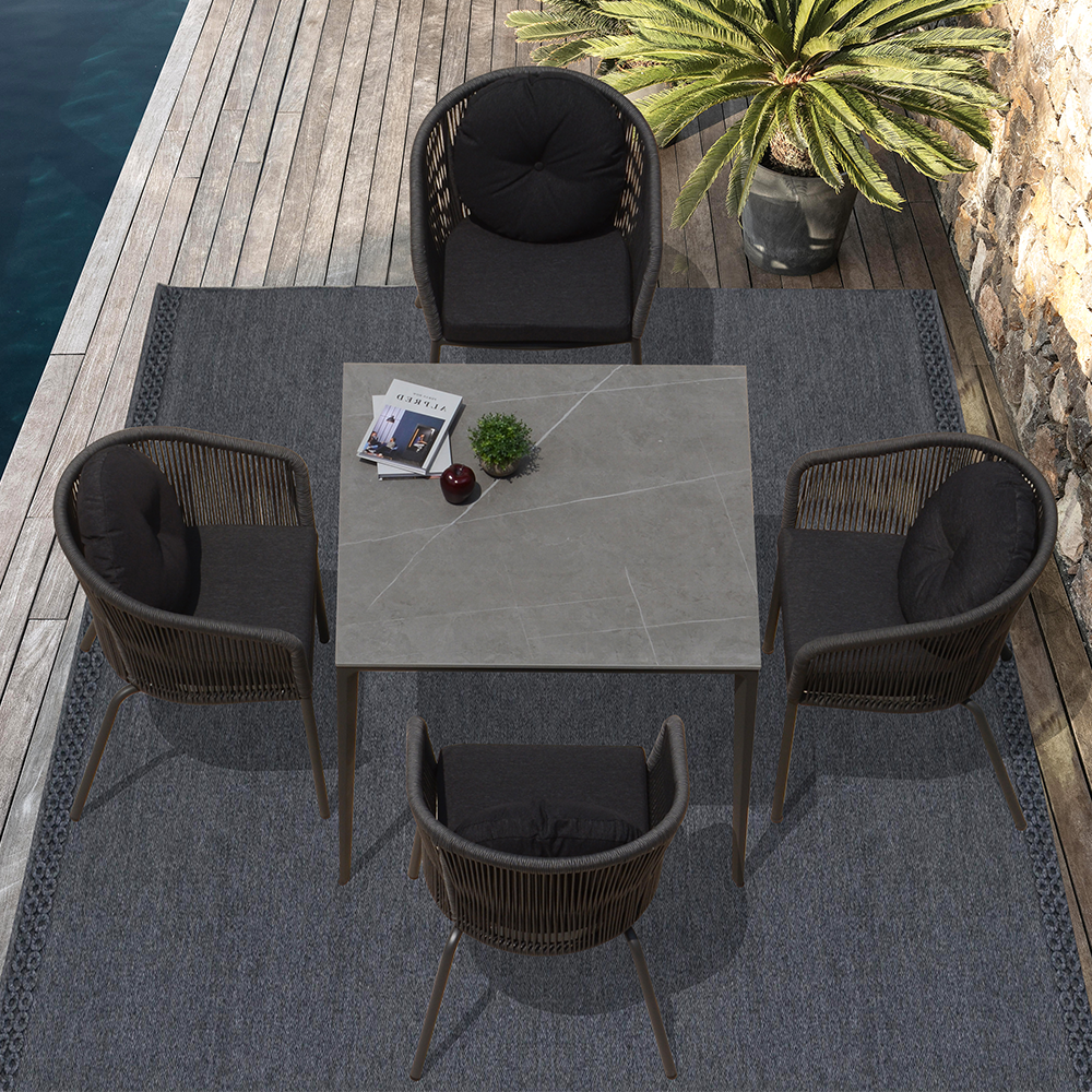 Hot Sale Luxury Garden Furniture Outdoor Patio Four Seaters Table Set Customized Size and Color With Cushions