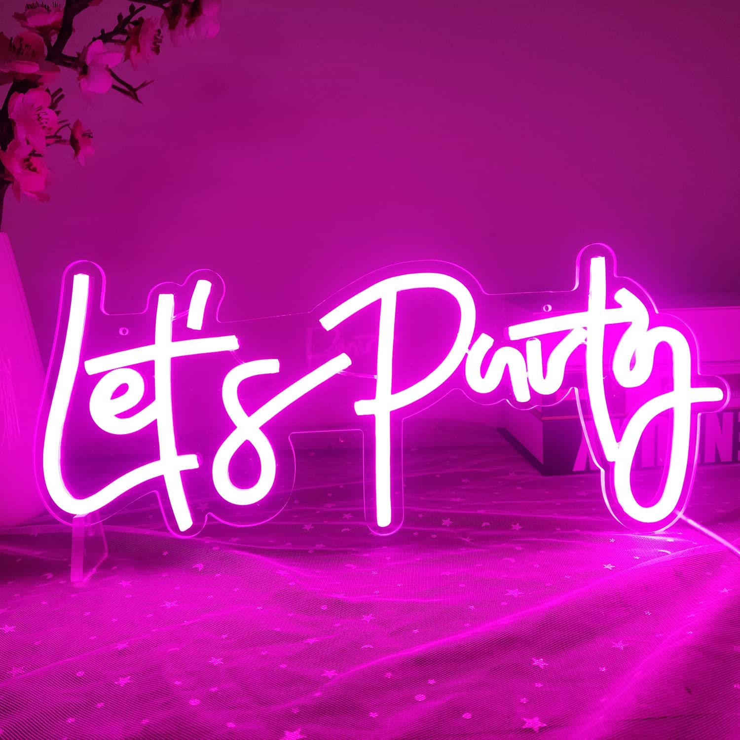 Прямая поставка, неоновые светодиодные неоновые вывески с логотипом на заказ Let's Party для украшения стен, спальни, дня рождения, свадебной вечеринки