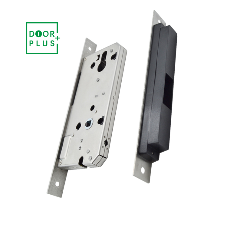 Doorplus stainless steel mortise lock euro 168mm Magnetic lock body for wooden door pull handle sliding lock