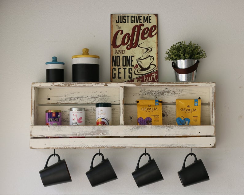 Rustic Slatted Wall Shelf