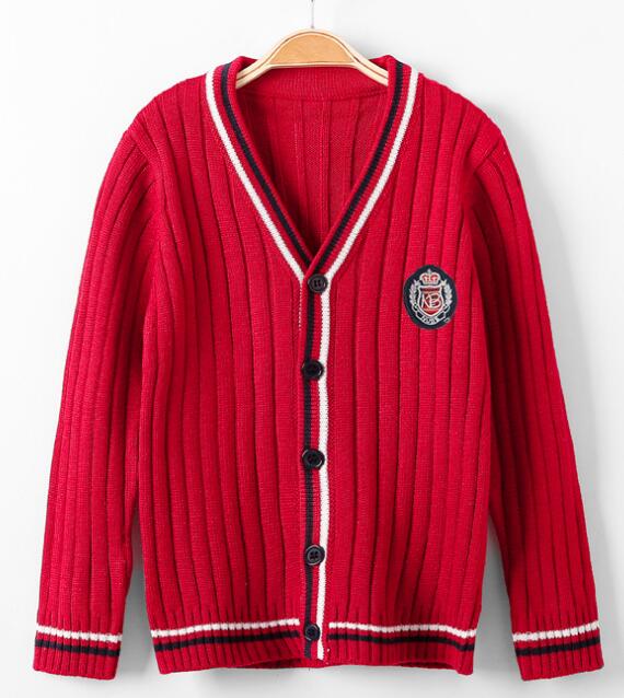 knitted v collar cardigan school sweater