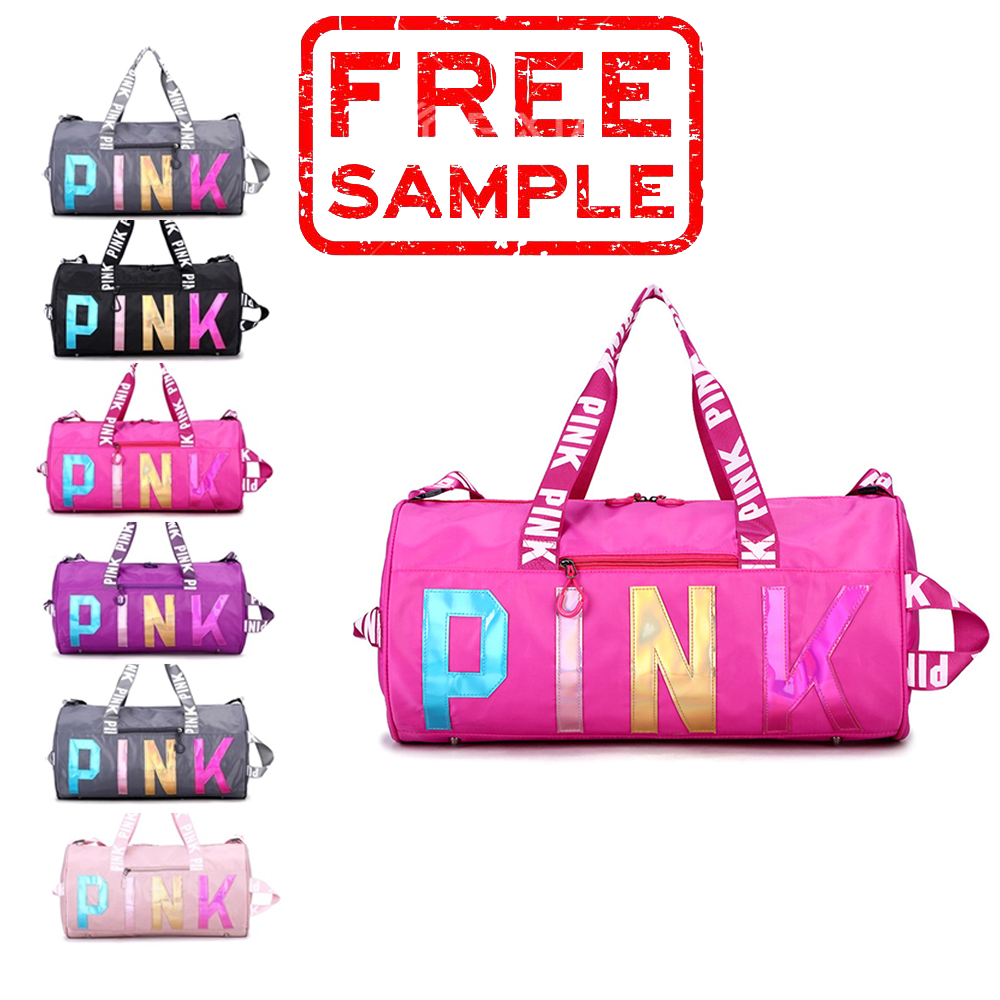 Wholesale Foldable Shoulder Handbag Portable Pink Shoe Duffle Bag For Gym Custom Logo Sport Bags Travel