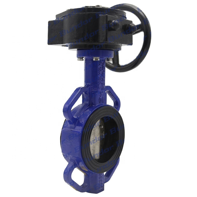 Bundor 3'' 150LB worm gearbox wafer type butterfly valve manufacturer