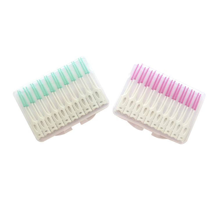 Potable Oral Care Teeth Interdental Brush Food Grade Silicone Dental Floss Stick 40pcs