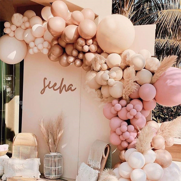 158pcs Blush Nude Balloon Arch Garland Kit Wedding Decoration Doubled Sage Pink Apricot Balloon Baby Shower Decor