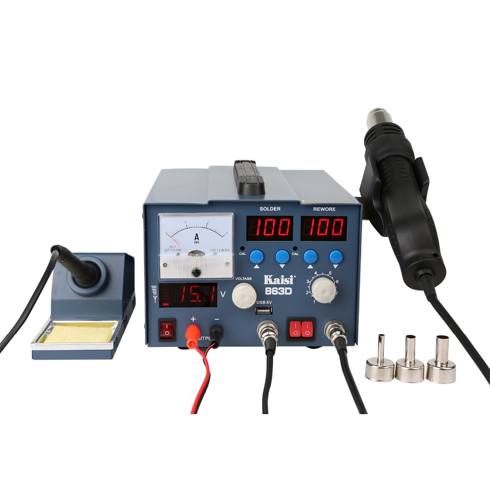 3 In 1 Cell Phone Soldering Station Kaisi 863 Adjustable Heat Soldering Iron Bga Rework Machine Circuit Board Soldering Machine