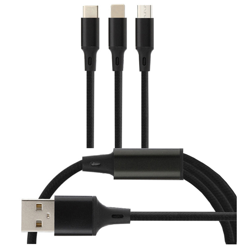 Универсальный многопортовый нейлоновый Плетеный 1,3 м 3 в 1 Usb 2,0 кабель для мобильного телефона