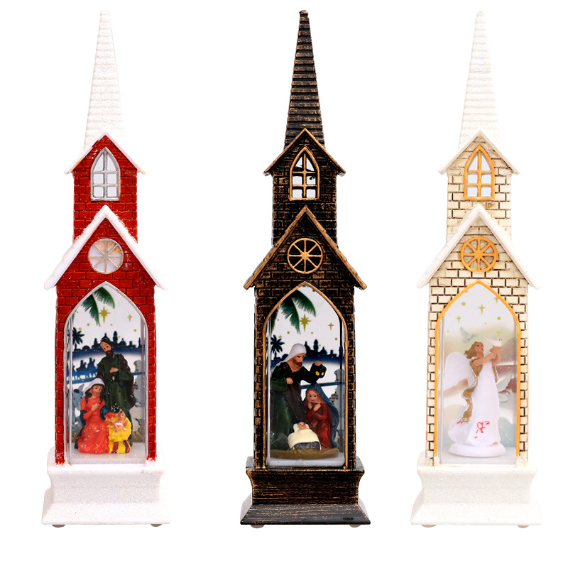 Factory outlet Christmas Simulation Flame Lamp Tabletop Decorations Led Lights Scene Layout Portable Christmas Lantern-12