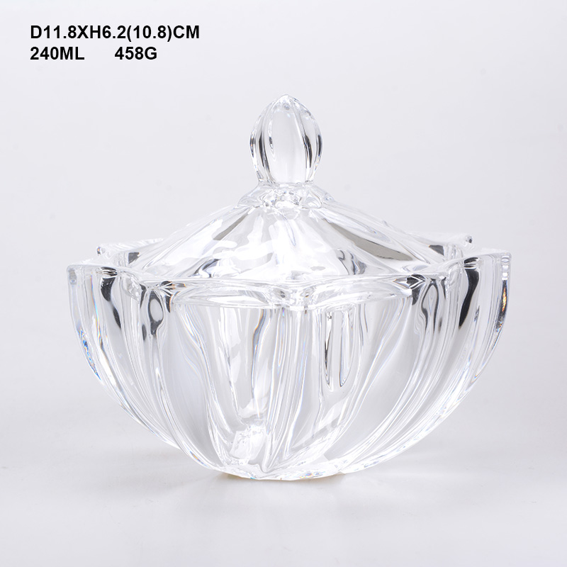Luxcury Transparent Favors Design Crystal Glass Sugar Bowl And Candy Jar With Lid