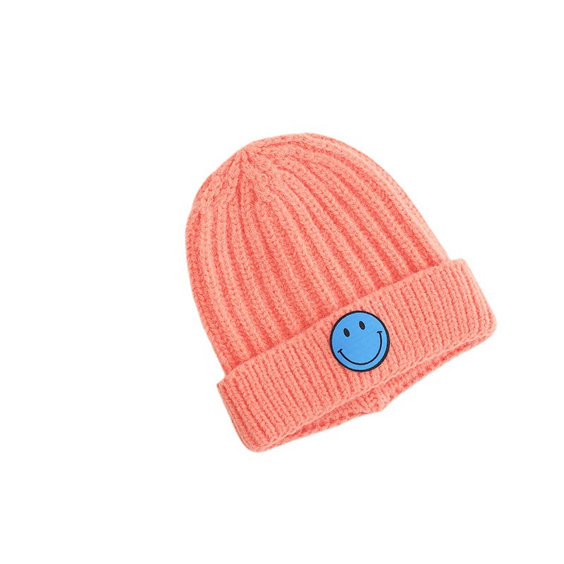 Four Seasons Children's Smiley Face Contrast Color Warm Knitted Beanie