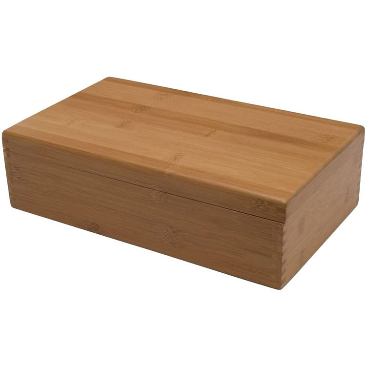 customized Natural bamboo and wood rectangle wooden boxes for tea With 8 compartments