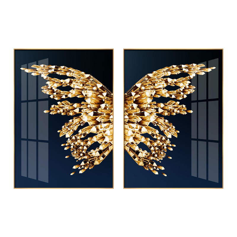 Custom 2 Panel Real Butterfly Picture Acrylic Glass Wall Art Painting